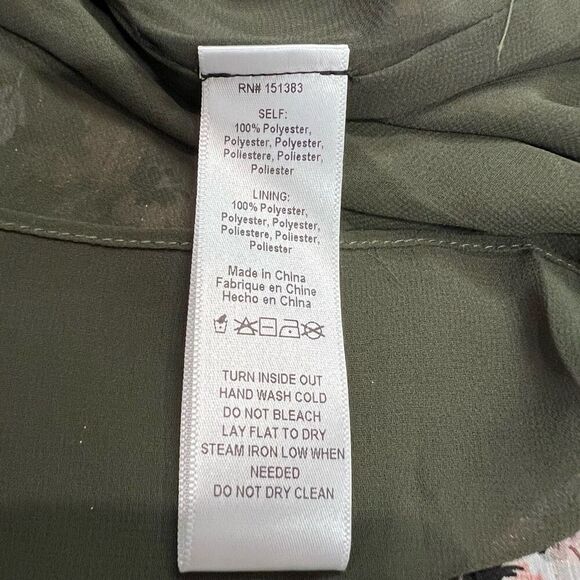 Current Air Green‎ Floral Long Sleeve Smocked Waist V Neck Dress Sz M - Picture 9 of 9